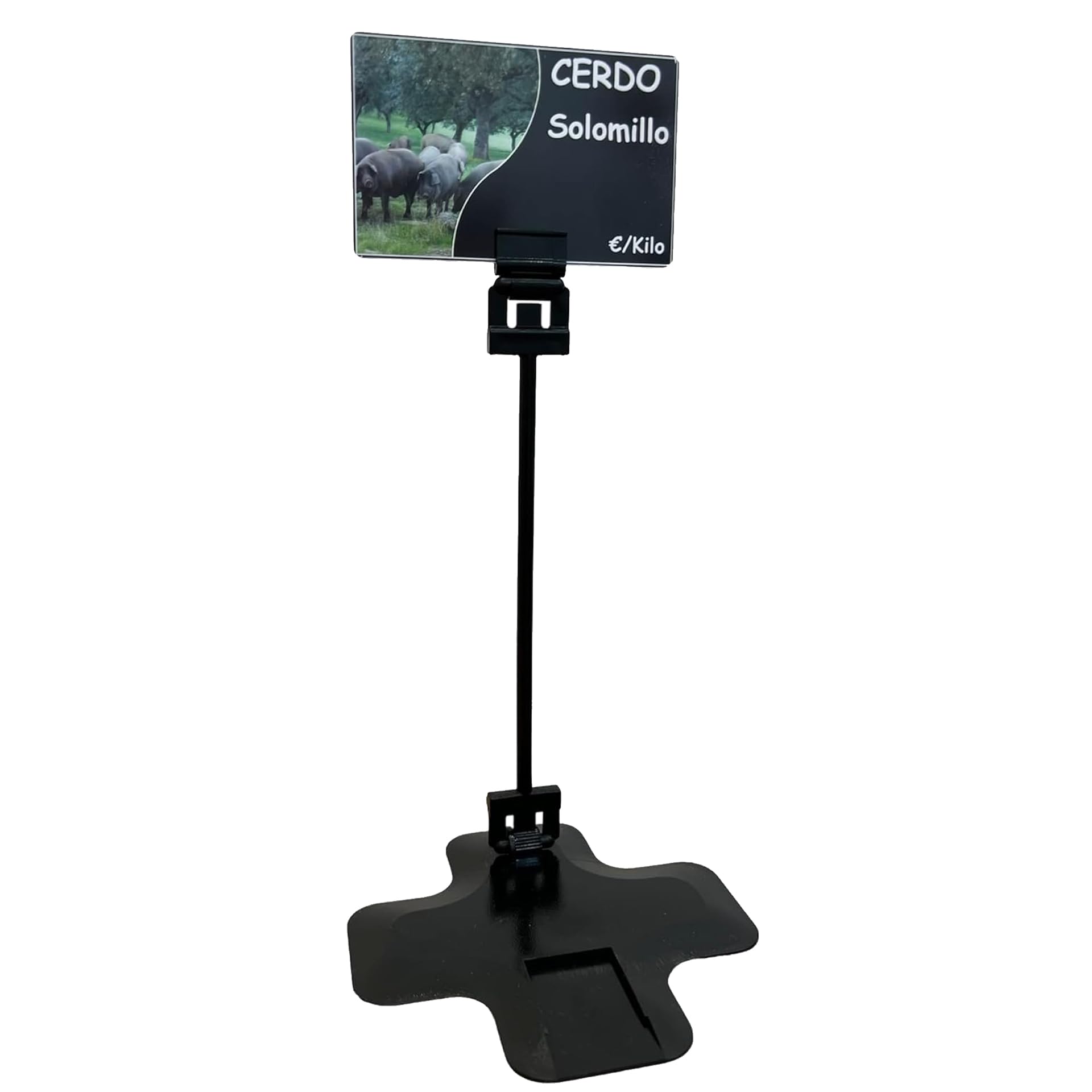 BALSAT Pinza de Soporte Portaprecio con Base | Porta Etiquetas para Tienda y Supermercado Pack 12 uds. | Resistente y Excelente Estabilidad | Presentación Clara y Profesional | Colores Blanco y Negro