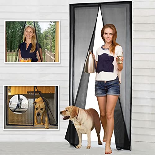 Magnetic Screen Door Fiberglass Mesh Screen Door with Magnets, Screen for Sliding Glass Door French Door Patio Door, Full Frame Hook & Loop, Hands Free, Pet Friendly (36 x82 )
