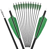limaity 28/30/31 Zoll Carbon-Pfeil für das Training und die Jagd, Spine 500, ID 6,2, 4 Zoll Truthahnfedern für traditionelle Recurve- und Compoundbögen (6 Stück,Grün,28 Zoll)