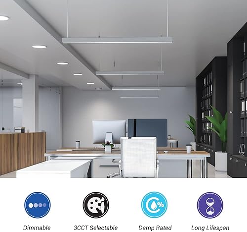 Miniatura 6 de Euri Lighting EUD4-50W103sw-S, Linkable 4FT DUAL CCT Lineal UpDown Light, 50W, 6500lm, 3000K4000K5000K, 120-277V, Clasificación de humedad, 0-10V