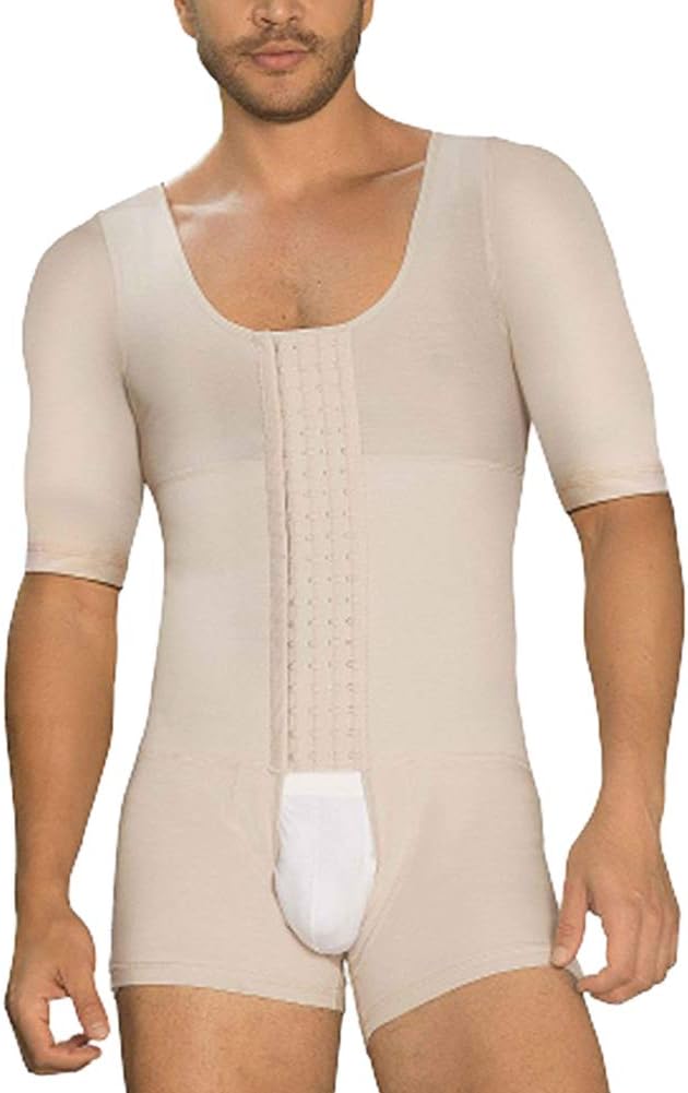 MASS21 Mens Body Shaper Slimming Shirt Compression Vest Elastic Slim Shapewear Beige L