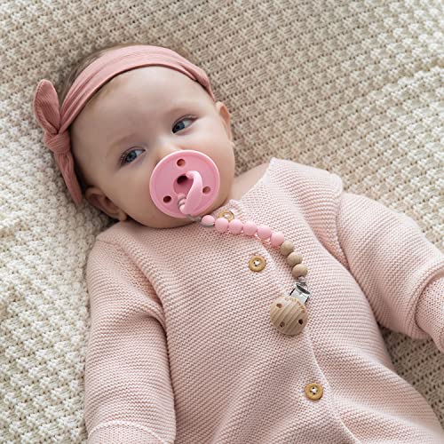 Image of SAMiGO Pacifier Clips for Baby Girls Silicone Paci Holders Binky Clips - 2 Pack