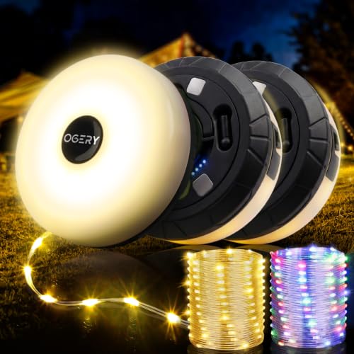 Image of OGERY 3-Pack Camping String Lights, 32.8FT Rechargeable Lights