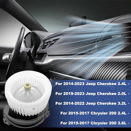 Image of PartsFlow 700293 HVAC Blower Motor with Fan Compatible With 2014-2023 Jeep Cherokee 2.4L /2.0L /3.2L 2015-2017 Chrysler 200 2.4L /3.6L 615-00712 68223053AC