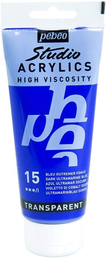 PEBEO High Viscosity Studio Acrylics - Dark Ultramarine Blue (15) - Tube of 100 ML