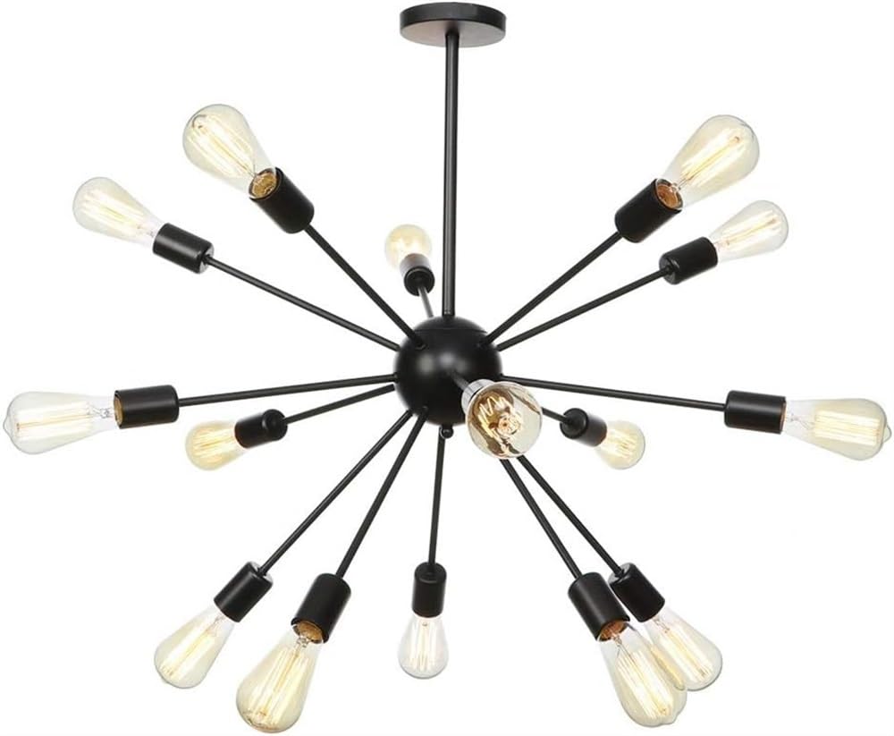 SXECAEPS Modern creative chandelier Modern Sputnik Lighting 15-Lights LED E27 Edison Pendant Lights Mid Century Ceiling Light Fixture Black/Rose Gold/Chrome Hanging for Hallway Bar (