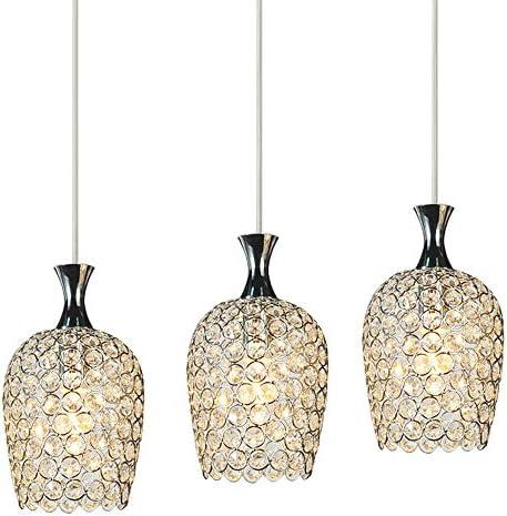 FEEKENBU Modern 3 Lights Crystal Pendant Lighting for Kitchen Island and Dining Room