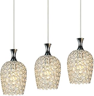 FEEKENBU Modern 3 Lights Crystal Pendant Lighting for Kitchen Island and Dining Room