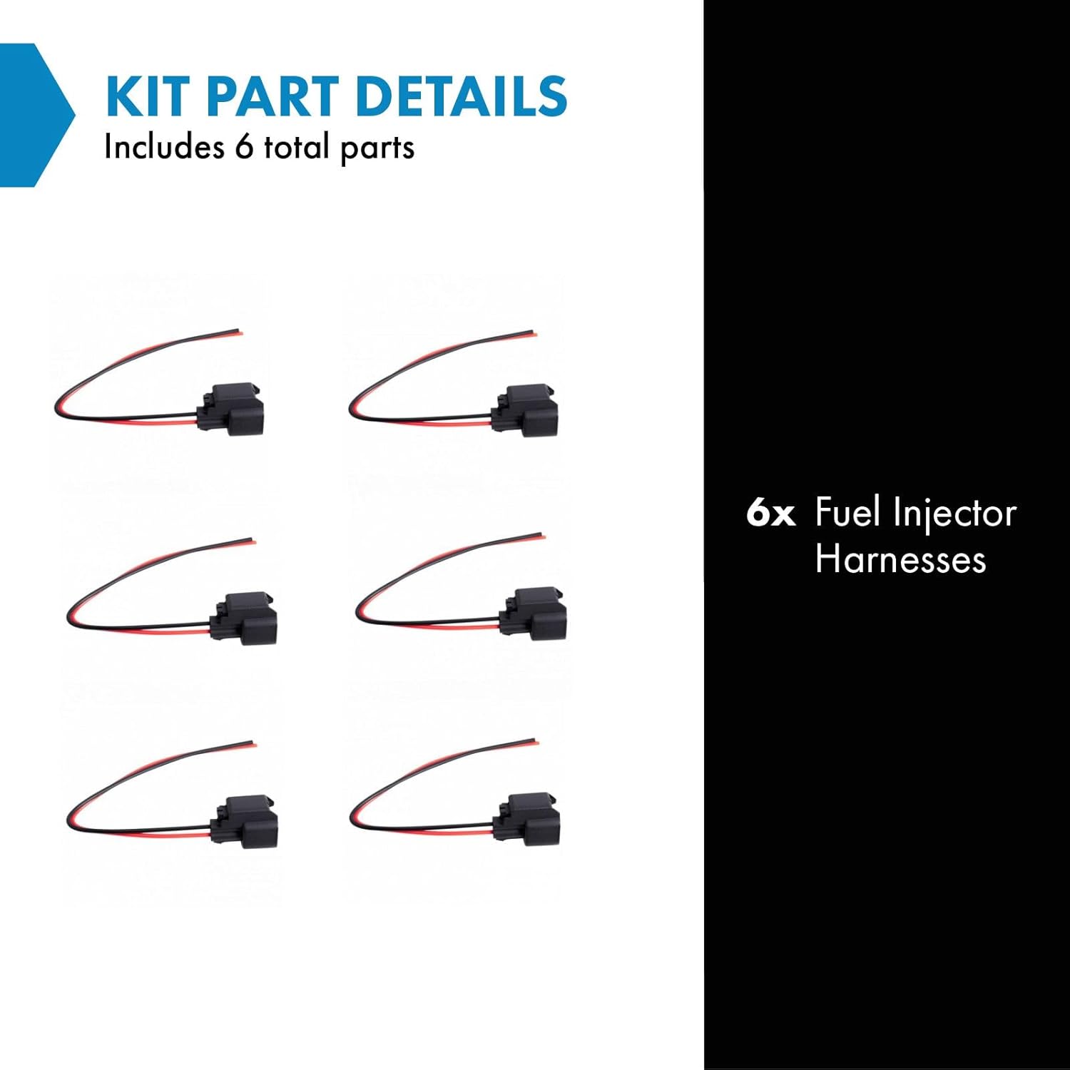 TRQ Fuel Injector Pigtail Harness Kit Set of 6 Compatible with Chevy Mazda Ford Hyundai