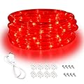 Red LED Lights, 16ft Rope Lights, Flexible and Connectable Strip Lighting, Waterproof for Indoor Outdoor Use, 360 Beam Angle, High Brightness for Home Christmas Thanksgiving Halloween