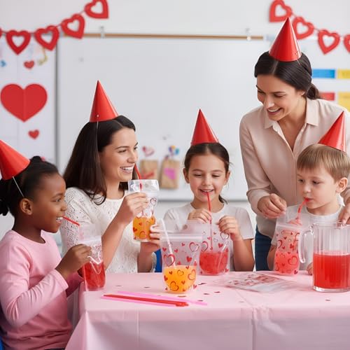 60 sets de bolsas de bebida con pitillos para San Valentín miniatura 5