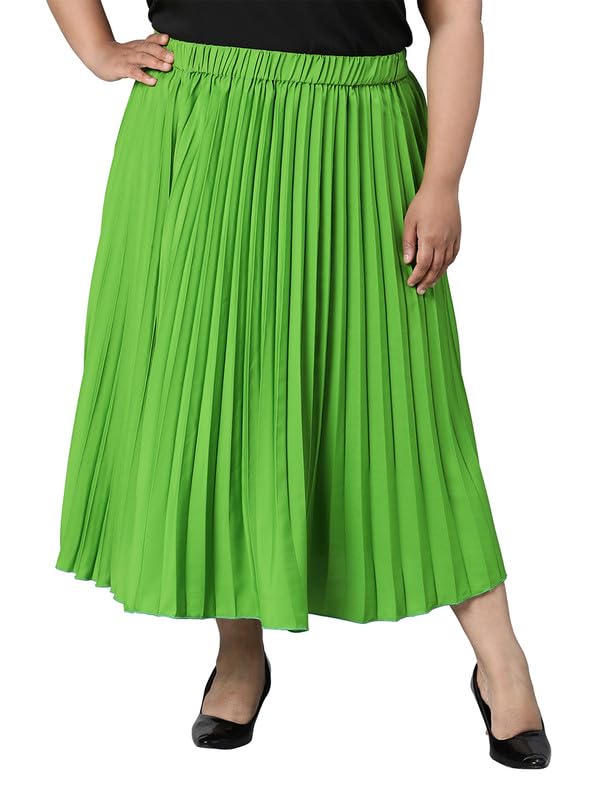 oxolloxo Women Plus Size Elasticated Pleated Flare Skirt
