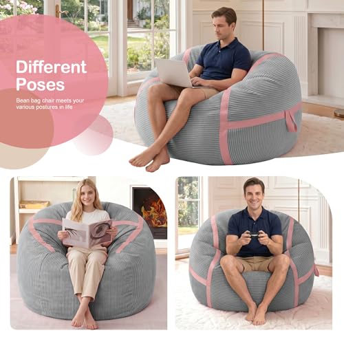 Image of 3FT Bean Bag Chair 3'Big Bean Bag Chairs with Adults, Large Beanbag Chair