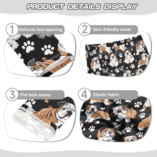 Girls' Athletic Leggings Ankle Length Yoga Dance Pants Kids Teen 4T Bulldog Heart3