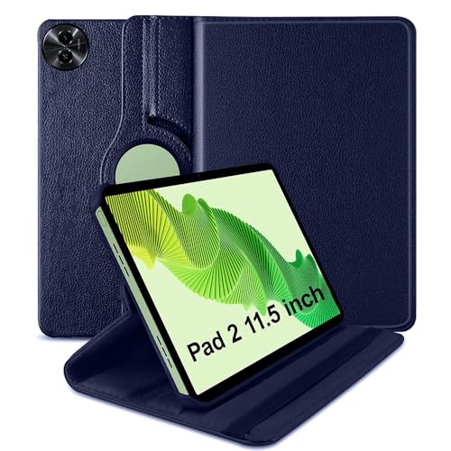 Casotec Flip Cover for Realme Pad 2 11.5 inch | 360° Rotating Back Cover | Leather Finish | Pencil Holder not Included | Multi-Angle Stand Cover for Realme Pad 2 11.5 inch - Blue