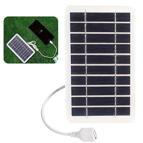 Panel Solar con Conector USB, 5W, 5V, Cargador Solar Impermeable IP65 para Carga de Dispositivos Móviles, para Senderismo, Camping y Actividades al Aire Libre
