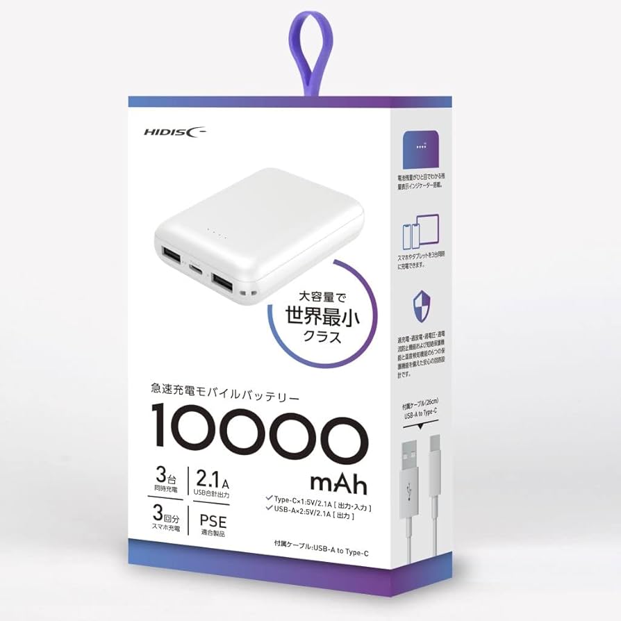 NEC SSD480Gb 大容量RAM16Gb バッテリー8時間超 人気ホワイト Type-C入出力対応 10000mAh 薄型モバイルバッテリー HD2-MBTC10000BK