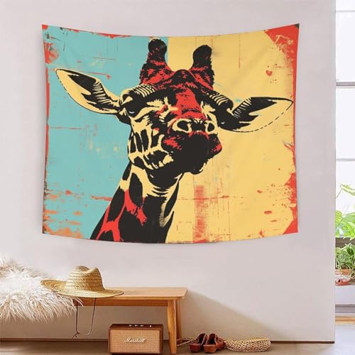 Tapisserie girafe colorée 3D décoration murale tissu pour salon et dortoir