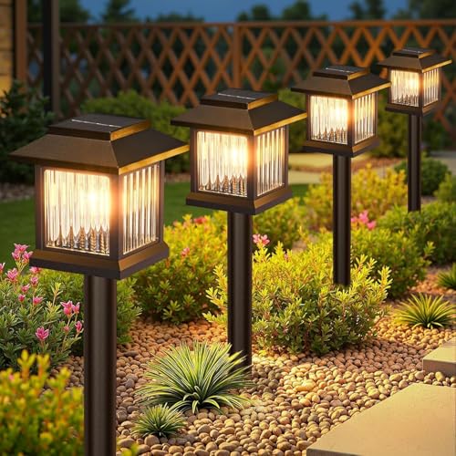 Image of KOOPER 10 Pack Solar Pathway Lights Outdoor, Unique Solar Garden Lights Outdoor Waterproof, Bright Walkway Llights UP to 10 Hours of Lighting Decorative for Landscape Path Driveway Lawn Patio Yard