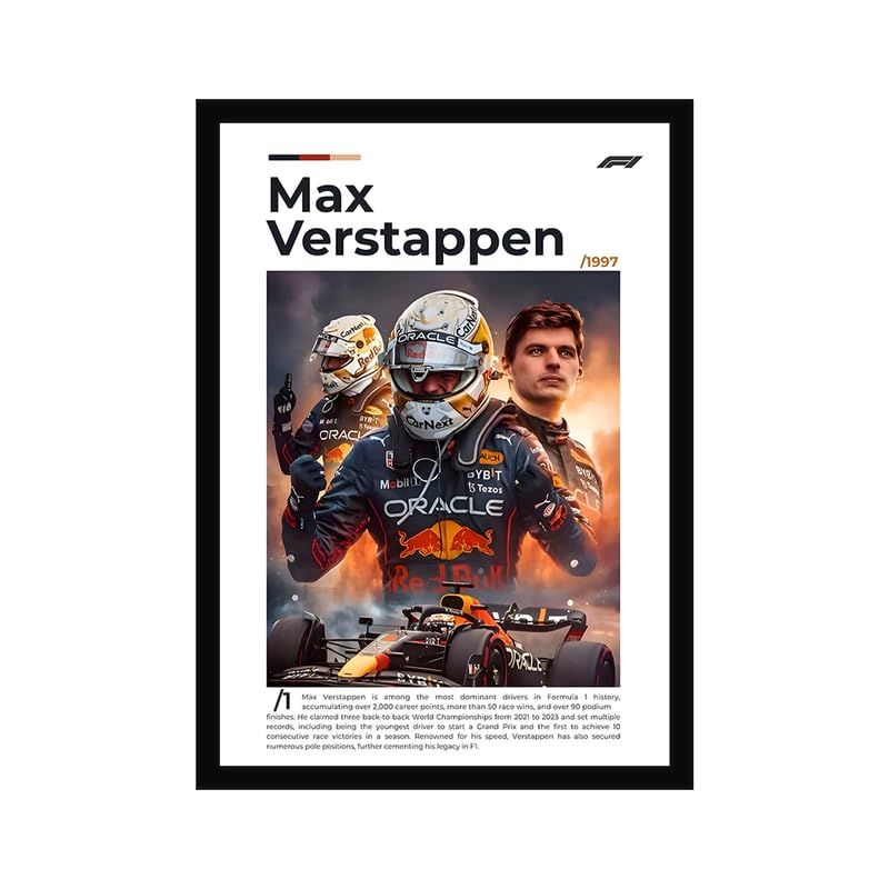 Image of CodersParadise Formula Racing Apex Champion MAX Poster Frame | Premium A4 Framed Wall Art for Bedroom, Office & Gaming Setup | High-Octane Motorsport Driver Tribute Decor for F1 Fans