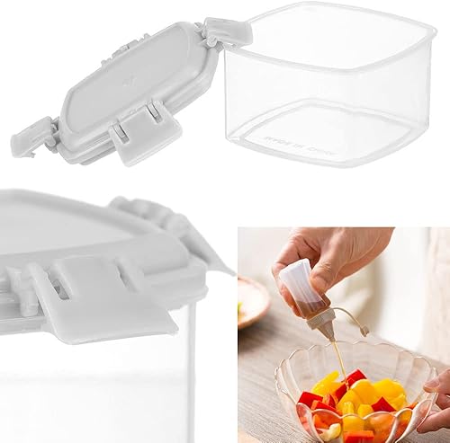 Miniatura 6 de beyonday Juego de 12 mini cajas de condimentos Bento, botellas exprimibles para salsas, tarros de especias, pequeños, transparentes, salsa de