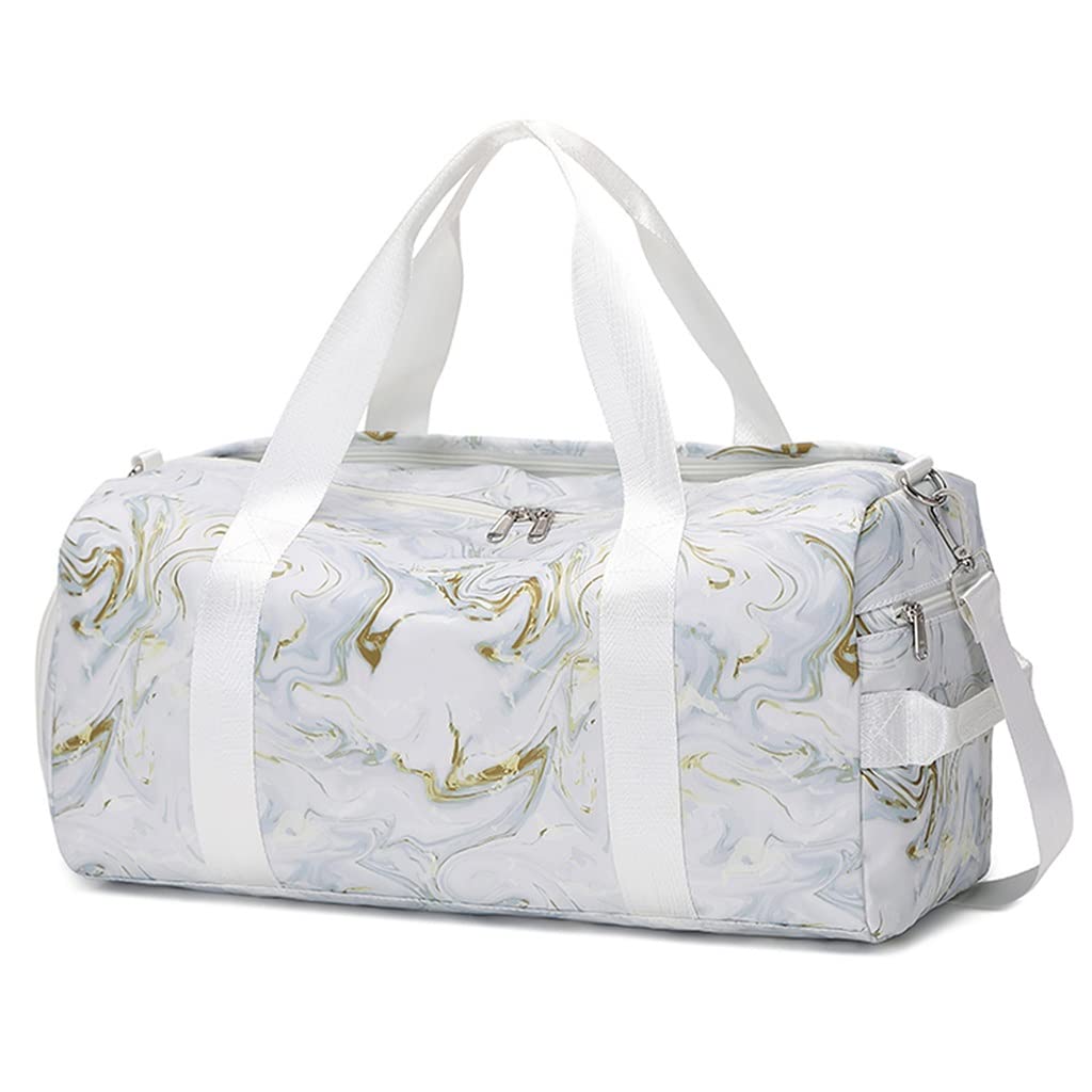Sports Gym Duffle Travel Bag for Women Men with Shoe Compartment Wet Pocket Training FitnessGym Bag (Color : White-Fruit peach5, Size : 25cm.20cm.46cm)