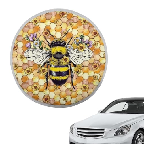 Image of Steering Wheel Sun Shade Cover Easy Installation Reflect UV Sun and Heat Cute Bee Car Interior Sunshade Anti Slip Universal Car Accessories