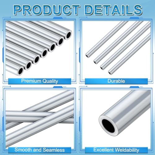 Blulu 12 Pcs Round Aluminum Tube 36 Inches Long Seamless Aluminum Tubing Metal Straight Pipe Industrial Metal Tubing For Home Diy Craft Model thumb #2
