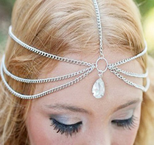 Preisvergleich Produktbild Cosanter Multilayer Ketten Schmucksache Stirnband mit Künstlicher Edelstein Kette Schmuck Zubehör Kopfschmuck Gold