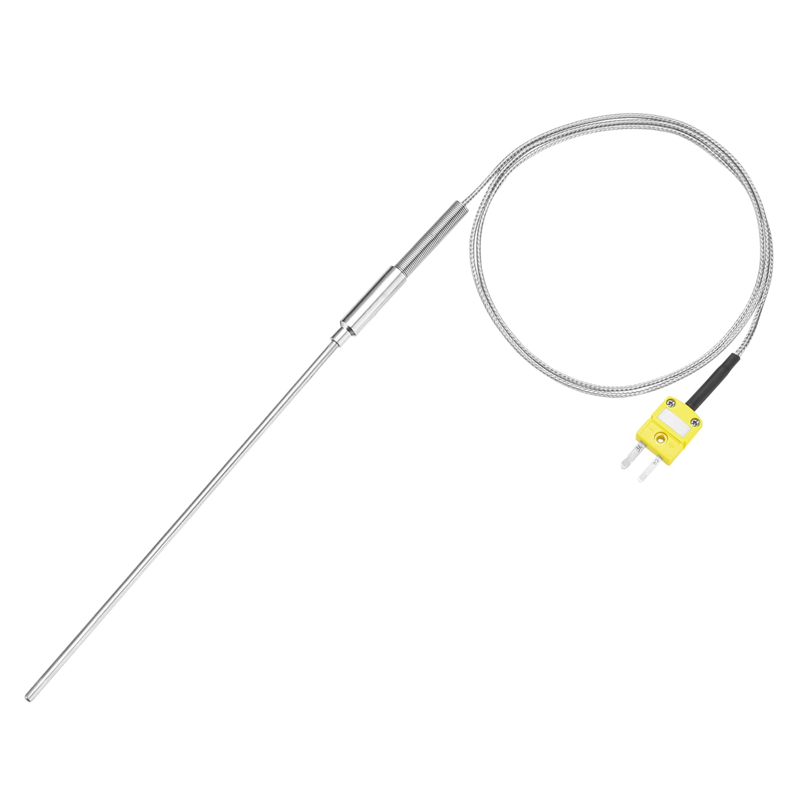 QUARKZMAN Termopara typu K ze złączem, sonda czujnika temperatury -50 do 1100 °C (-58 do 2012 °F) ze stali nierdzewnej, kabel 4 x 150 mm 3,3 ft