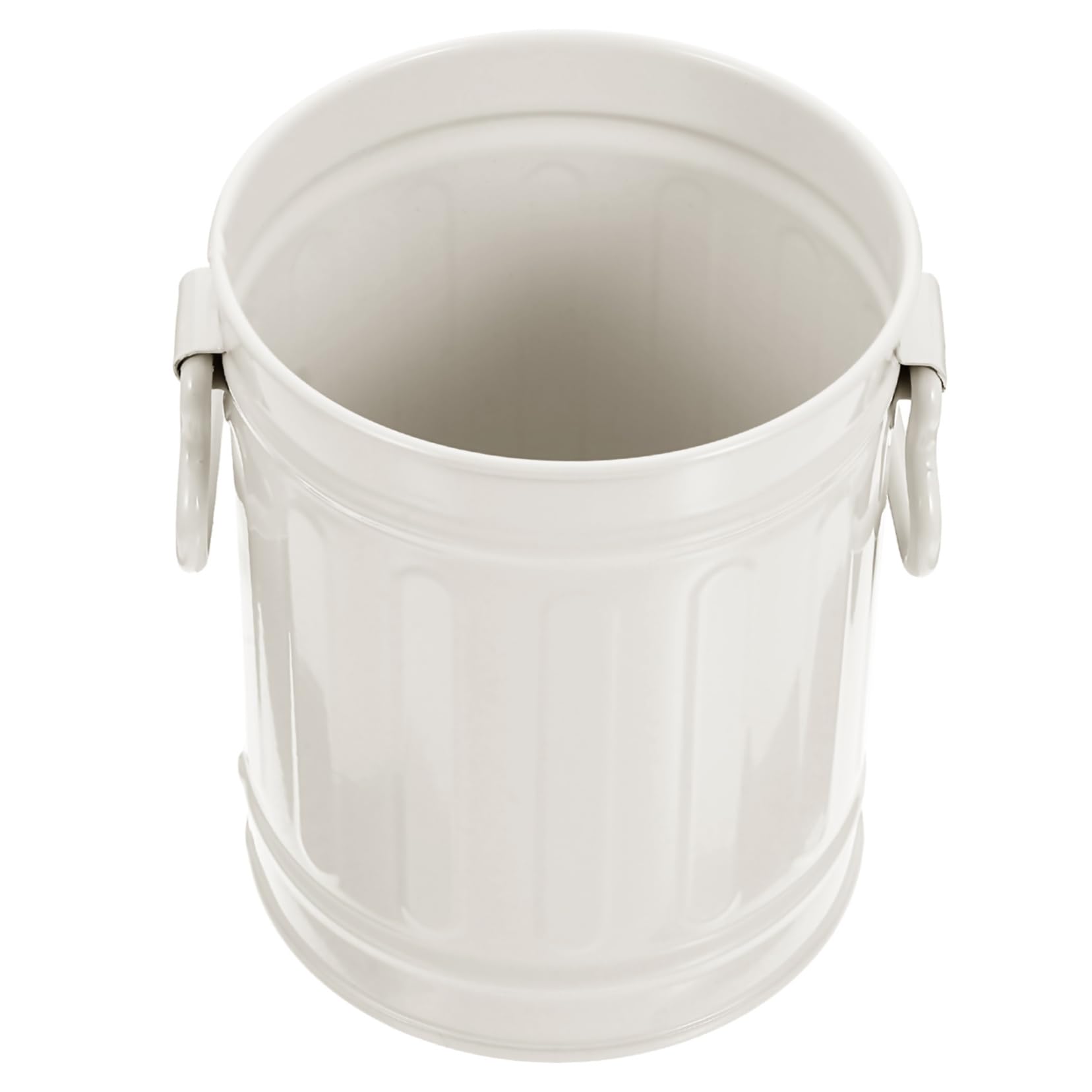HAPINARY Desktop Storage Bucket Mini Metal Flowerpot Mini Metal Buckets Metal Stand Desk Pencil Holder Pen Holder Car Garbage Can Bedroom Waste Can Office Iron White Organizer High Capacity-image-32