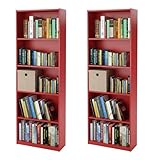 Ameriwood 5-shelf Bookcases, Red, Set of 2