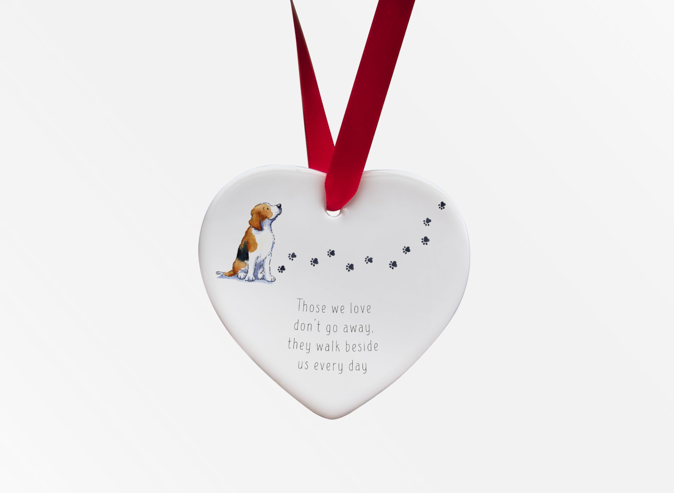Image Industry Beagle Walk Beside Us Ceramic Heart - Dog Memorial - Memorial Gift - Hanging Decoration