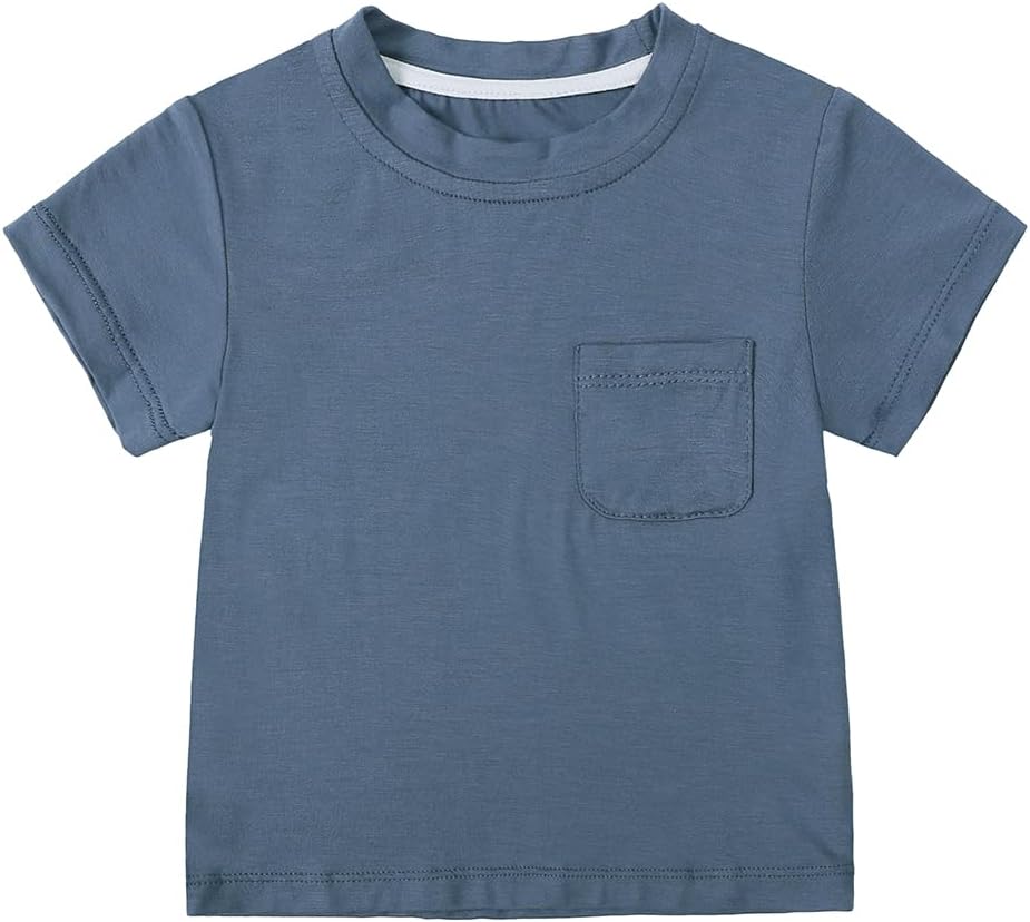 2 Pack Baby Bamboo Viscose T-shirts & Pants Toddler Boys Girls Summer Short Sleeve Crew Neck Tees Trousers - Image 3