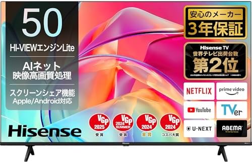 Amazon.co.jp: アイリスオーヤマ 50V型 4K対応 液晶テレビ 50UB10P 裏 