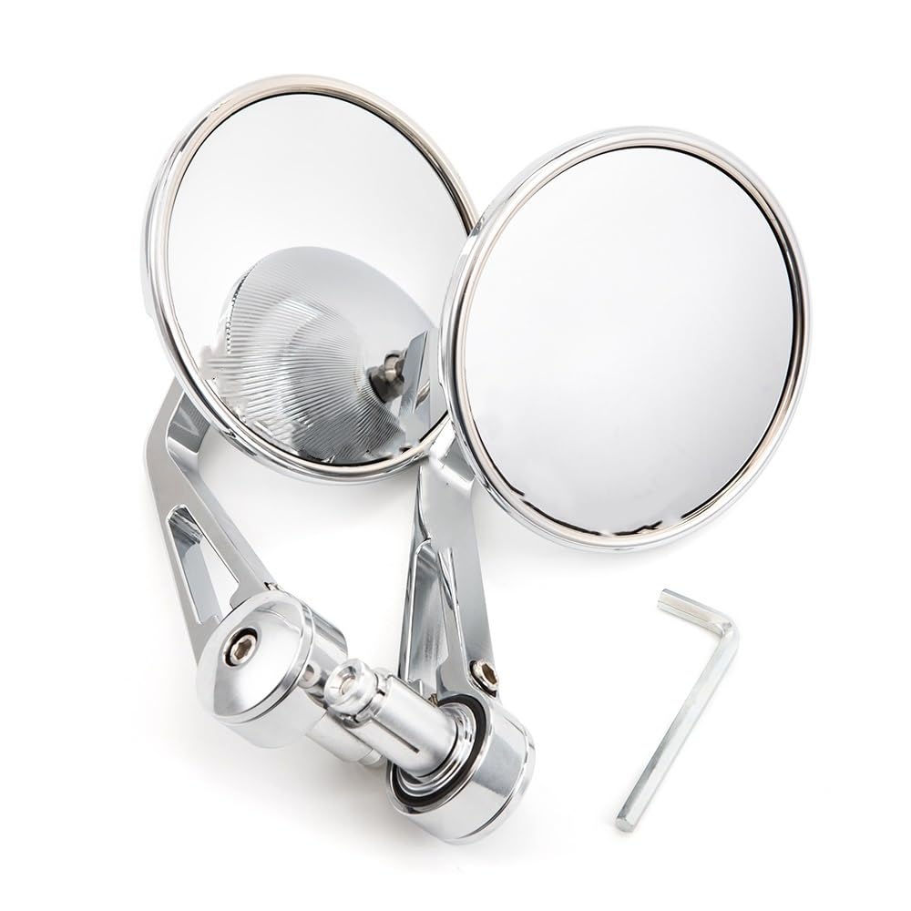 Motocyklowe Lusterka Wsteczne Moto Lusterko końców Lusterko Na Kierownicę Motocykla Wypukłe 7/8'' 22mm Uniwersalna Końcówka Kierownicy(Silver-MTHSJ333)