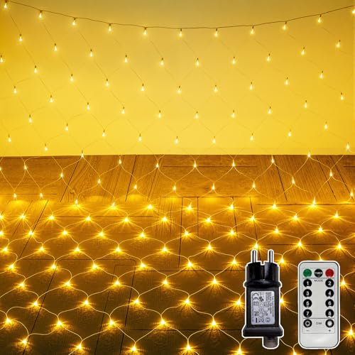 Soagrc LED Lichternetz Außen 3x2m 200 LEDs warmweiß, Lichterkette...