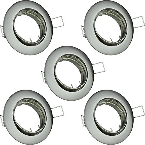 Preisvergleich Produktbild JCL GU10 Einbauring silber gebürstet schwenkbar, 5er Set Einbaurahmen / Einbauspot ohne Leuchtmittel (5er Set)