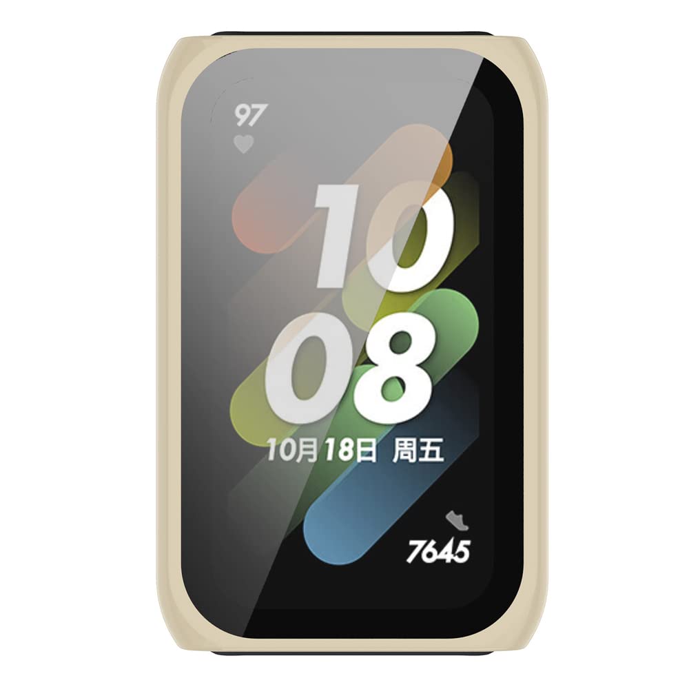 Custodia Protettiva In Vetro Temperato Per Honor Band 7 | Copertura Completa, Ultrasottile, PC Leggero, Compatibile Anche Con Huawei Band 7, Colore Cachi