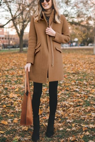 BZB Womens Long Coat Classic Open Front Zip Up Casual Winter Wool Blend Over Pea Coats Long Jackets4