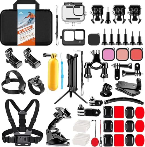 HONGDAK 70in1 Upgrade Action Camera Accessories Kit Compatible with GoPro Hero 13 12 11 10 9 8 7 6 5 4 Max 11 mini Insta360 X5 X4 X3 GO3 DJI Osmo Action 6 5Pro 4 3 AKASO Sony Sports DV