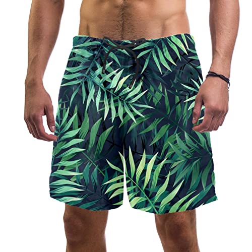 Maillots de bain hommes JDEZ à motif feuilles tropicales pour la plage