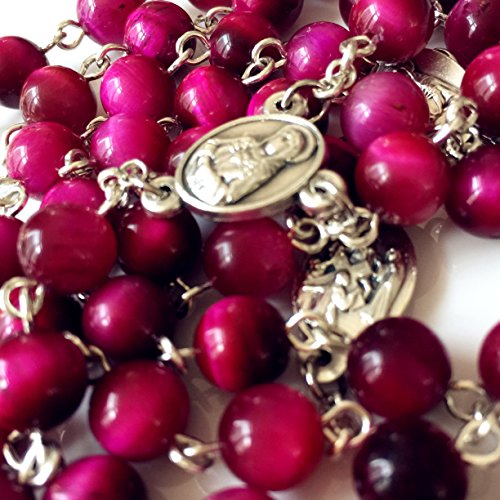 elegantmedical HANDMADE RARE RED Tiger Eye Jade Beads SEVEN 7 SORROWS MARY Rosary Necklace Catholic GIFTS4