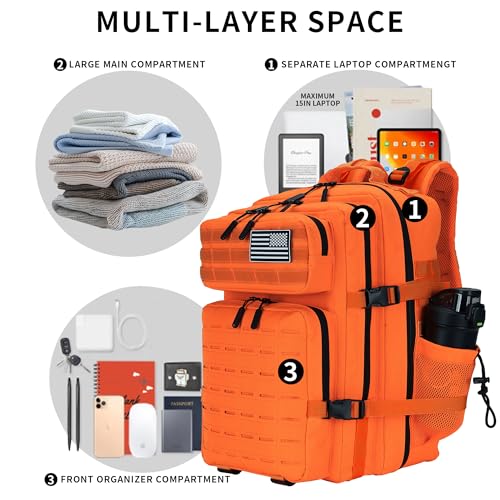 Image of Military Tactical Backpack 45L /25L 3 Day Assault Pack Molle Daypack Hiking Backpack for Men and Women