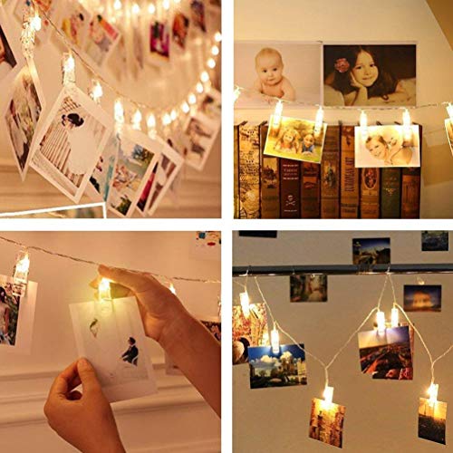Image of HashWOW Plastic 16 Photo Clip Led Light 12 Feet Curtains String Lights Window Curtain Lights Sourced Photo Hanging, Birthday, Festival, Wedding, Party for Home, Patio, Lawn (4 Meter, Warm White)