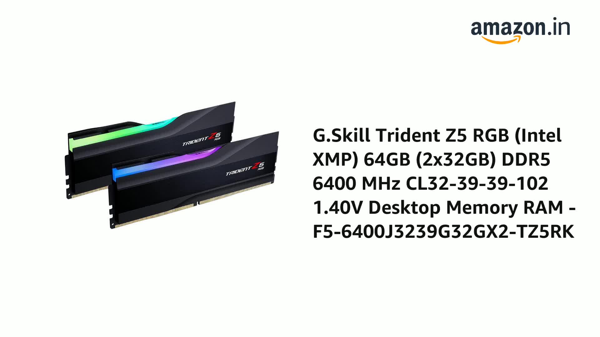 メモリー G.SKILL Trident Z5  DDR5-6400 64G Amazon.in: Buy G.Skill Trident Z5 RGB (Intel XMP) 64GB