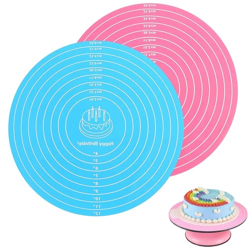 2 Pcs Silicone Baking Mat, Round Large Baking Mat with Measurements Non Stick Dough Rolling Mat Pastry Mat for Making Cookies Macarons Bread Baking Accessories (Pink, Blue) 2 Pcs Silicone Baking Mat, Round Large Baking Mat with Measurements Non Stick Dough Rolling Mat Pastry Mat for Making Cookies Macarons Bread Baking Accessories (Pink, Blue)