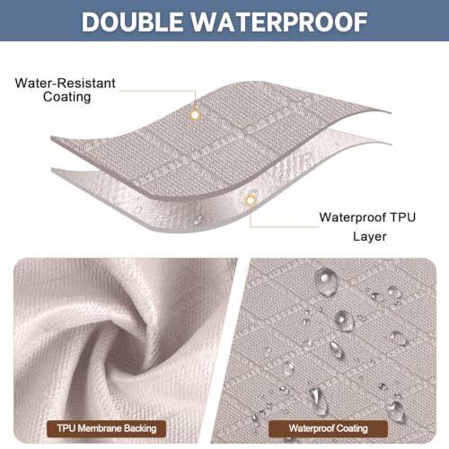 Image of SearchI Waterproof Dining Chair Seat Covers Set of 4, Hook and Loop Tape Stretch Chair Covers for Dining Chairs, Washable Dining Room Seat Cover Protector (Khaki)