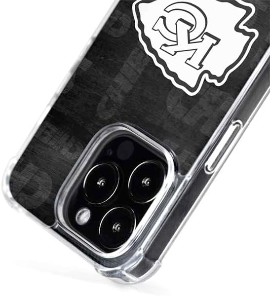 Skinit Phone Case Compatible with MagSafe iPhone 15 Pro Max - Officially Licensed NFL Kansas City Chiefs Black & White Design