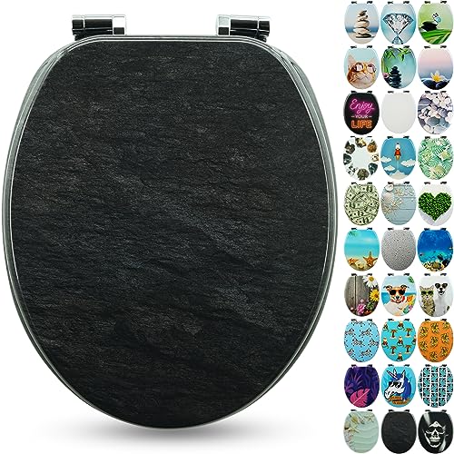 Sanfino® Premium Abattant WC en bois avec frein de chute, qualité supérieure, nombreux motifs colorés, confortable, installation facile, notice de montage...